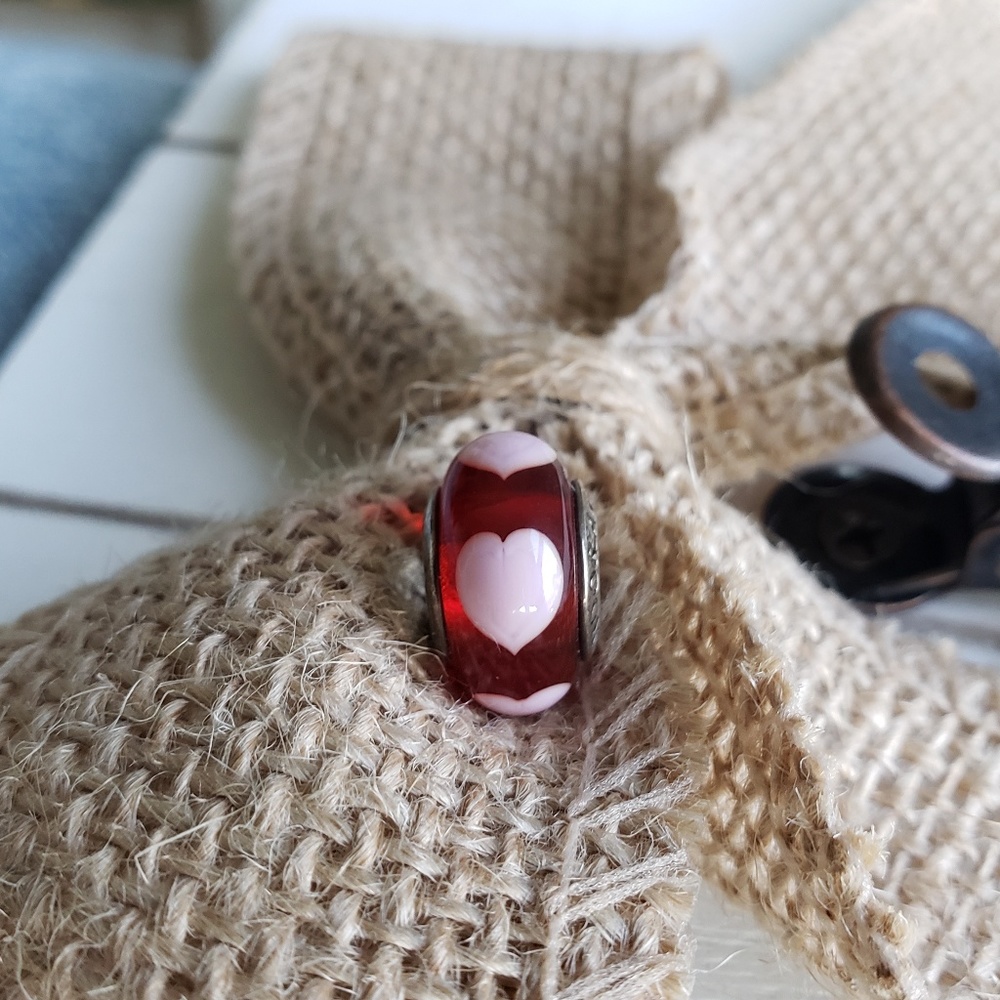PANDORA - Red Love, Pink Hearts Murano Charm